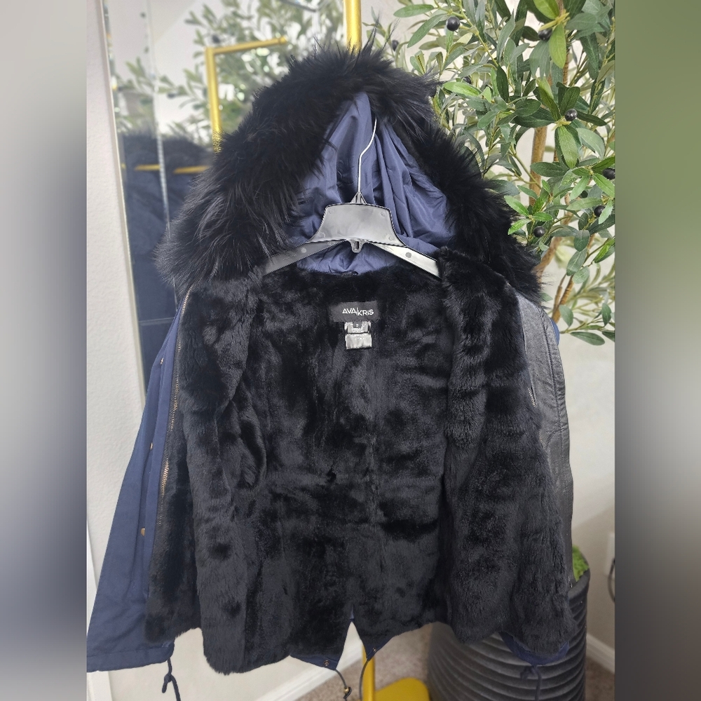 Ava & Kris Luxurious Fur and Cotton Canvas Utility Parka NWOT Size Small - Picture 10 of 10